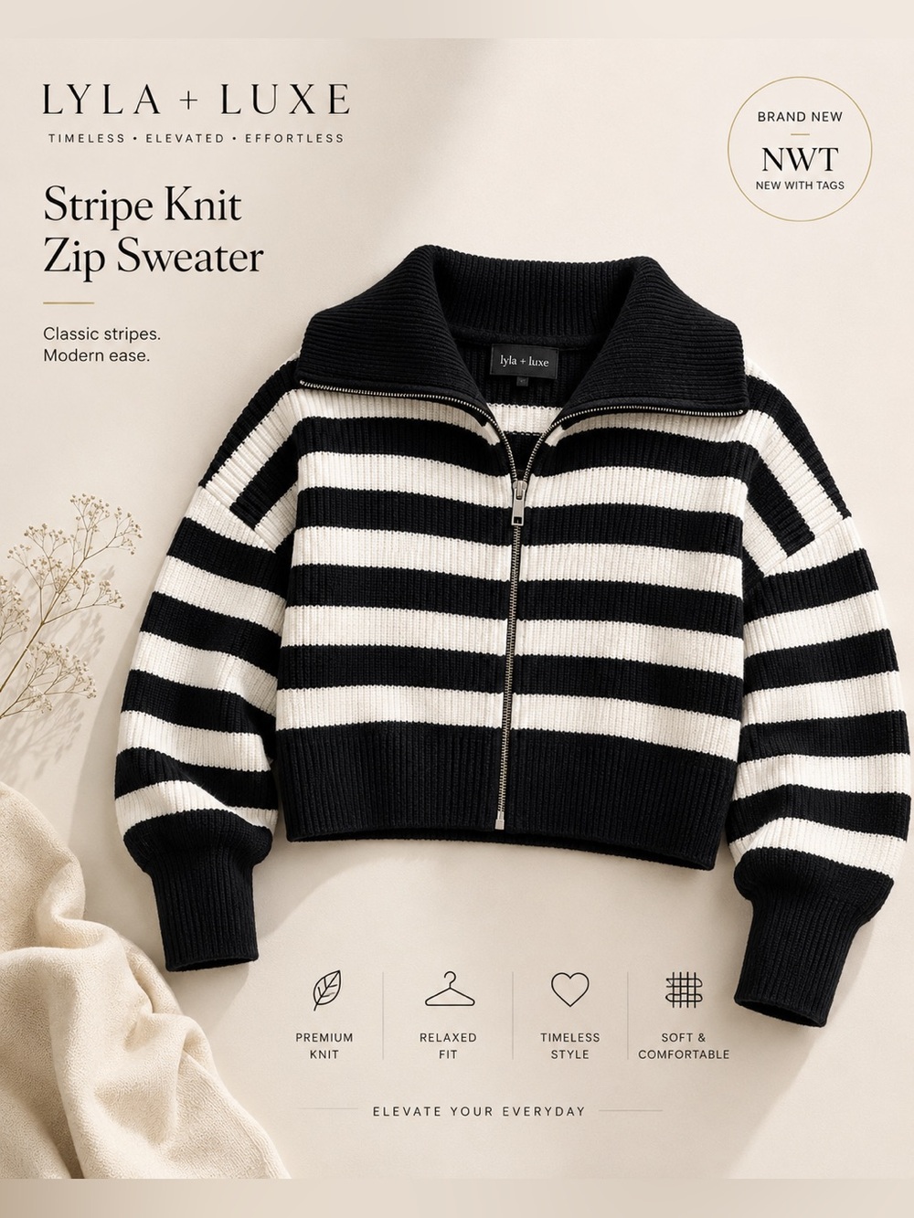 James zip up cardigan by Lyla & Luxe